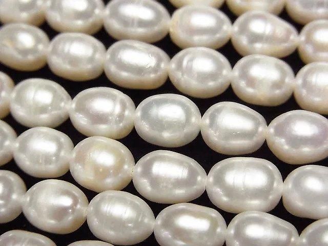 【動画】淡水真珠AA ライス7×6×6mm ホワイト 1連(約33cm)の画像