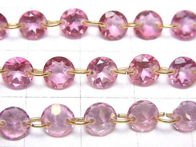 【動画】宝石質ピンクトパーズAAA- ラウンドファセットカット6×6mm 【ダブルホール】 1連(13粒) サムネイル2