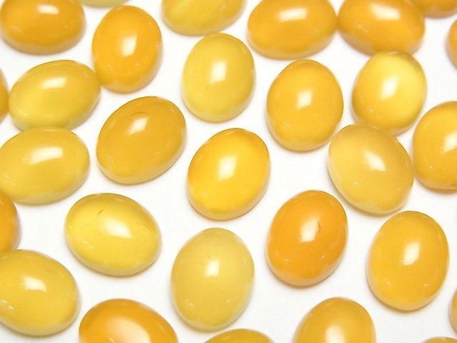 【動画】イエローカルセドニーAAA オーバル カボション10×8mm 5個の画像
