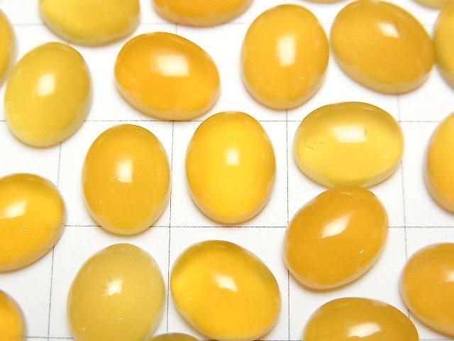 【動画】イエローカルセドニーAAA オーバル カボション10×8mm 5個 サムネイル2