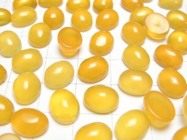 【動画】イエローカルセドニーAAA オーバル カボション10×8mm 5個 サムネイル3