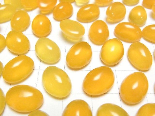 【動画】イエローカルセドニーAAA オーバル カボション14×10mm 4個 サムネイル3