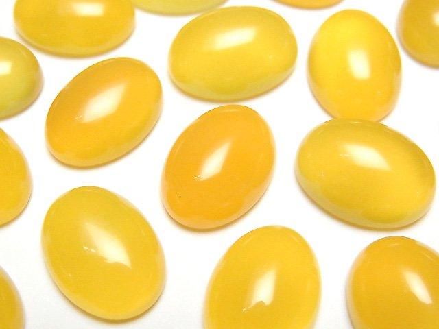 【動画】イエローカルセドニーAAA オーバル カボション16×12mm 4個の画像