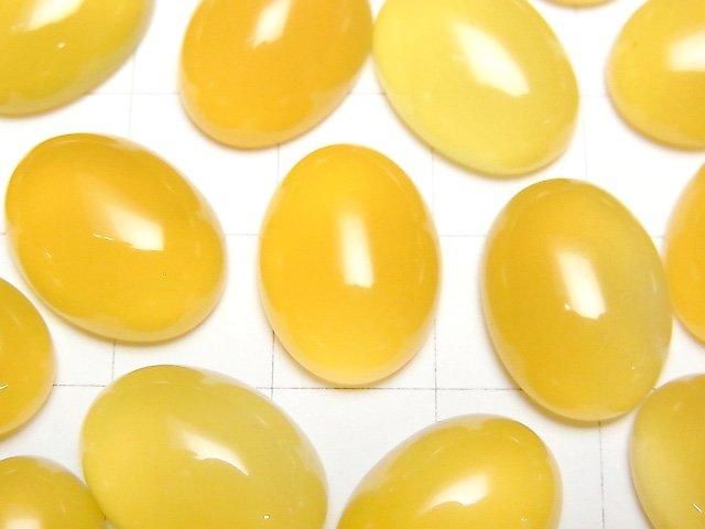 【動画】イエローカルセドニーAAA オーバル カボション16×12mm 4個 サムネイル2
