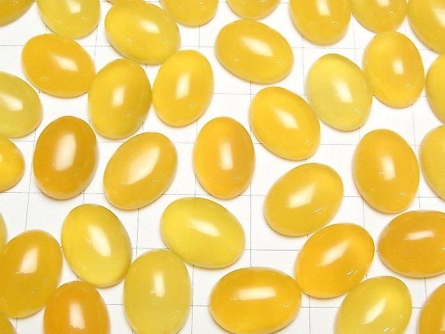 【動画】イエローカルセドニーAAA オーバル カボション16×12mm 4個 サムネイル4