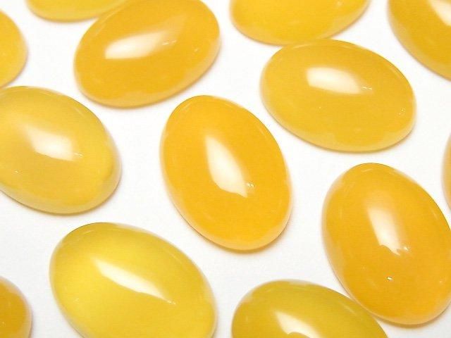 【動画】イエローカルセドニーAAA オーバル カボション18×13mm 3個の画像