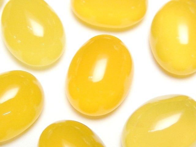 【動画】イエローカルセドニーAAA オーバル カボション20×15mm 2個の画像