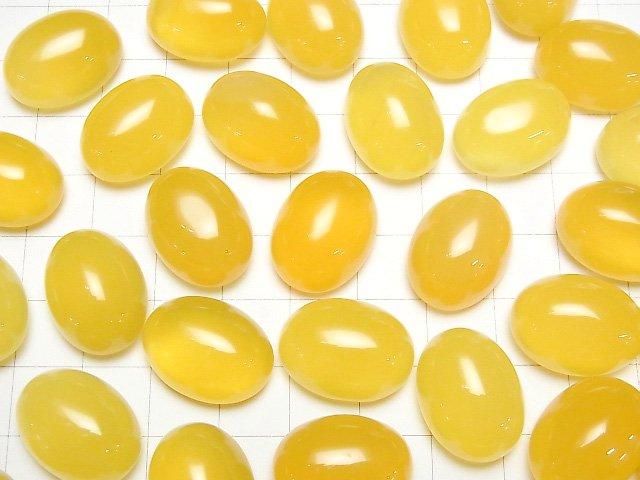 【動画】イエローカルセドニーAAA オーバル カボション20×15mm 2個 サムネイル4