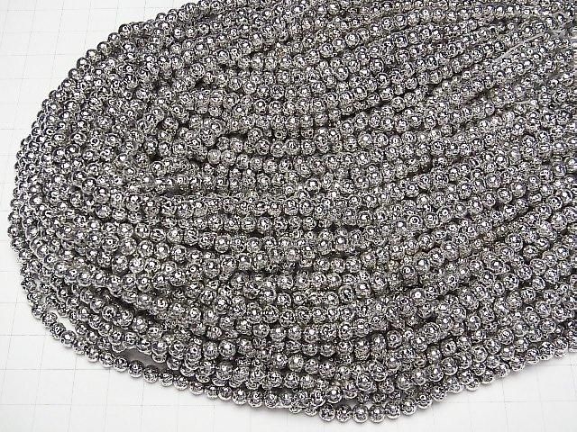 【動画】ラバー(溶岩) ラウンド4.5mm〜5mm シルバーカラーコーティング 1連(約37cm) サムネイル4