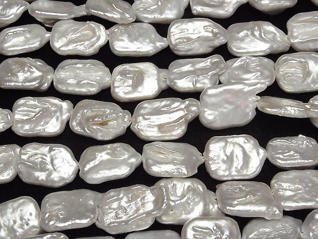 【動画】淡水真珠AA レクタングル20~27mm ホワイト 1連(約35cm) サムネイル3
