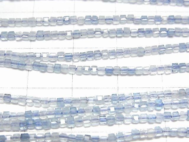 【動画】【素晴らしい輝き】アクアマリンAAA- キューブカット1.5×1.5×1.5mm 1連(約37cm) サムネイル2