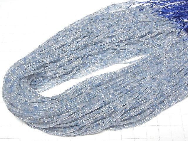 【動画】【素晴らしい輝き】アクアマリンAAA- キューブカット1.5×1.5×1.5mm 1連(約37cm) サムネイル4