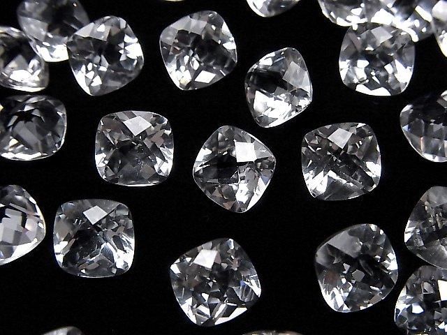 【動画】宝石質ホワイトトパーズAAA ルース スクエアファセットカット(チェッカーカット)8×8mm 3粒の画像