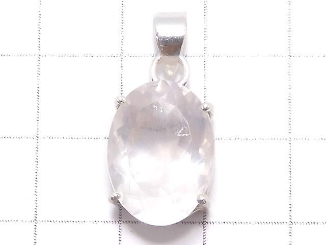 【動画】【1点もの】宝石質ローズクォーツAAA ファセットカットペンダントトップ SILVER925製 NO.10 サムネイル2