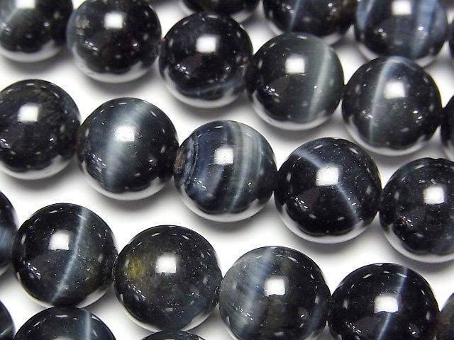 【動画】ブルーカラータイガーアイAAA- ラウンド12mm 半連/1連(約38cm)の画像