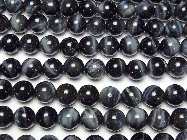 【動画】ブルーカラータイガーアイAAA- ラウンド12mm 半連/1連(約38cm) サムネイル3