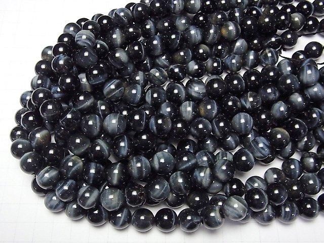 【動画】ブルーカラータイガーアイAAA- ラウンド12mm 半連/1連(約38cm) サムネイル4