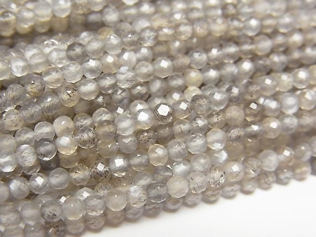 【動画】【素晴らしい輝き】宝石質グレームーンストーンAAA 極小ラウンドカット2mm 1連(約37cm)の画像