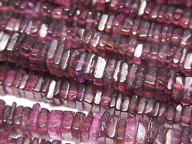 【動画】モザンビークガーネットAA++ スクエアロンデル(ディスク) 1連(約40cm)の画像