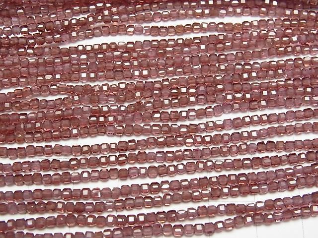 【動画】【素晴らしい輝き】シャンパンガーネットAAA キューブカット2×2×2mm 1連(約37cm) サムネイル3