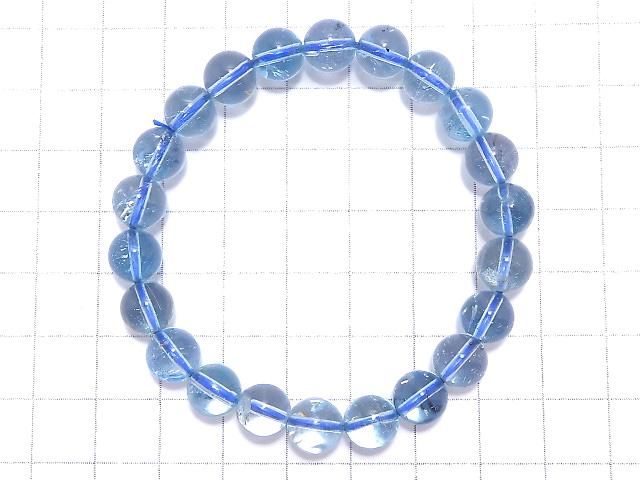 【動画】【1点もの】宝石質スカイブルートパーズAAA- ラウンド8.5mm 1連(ブレス) NO.105 サムネイル2