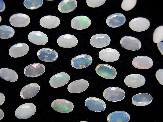 【動画】宝石質エチオピア産オパールAA+ ルース オーバルファセットカット6×4mm 10粒の画像