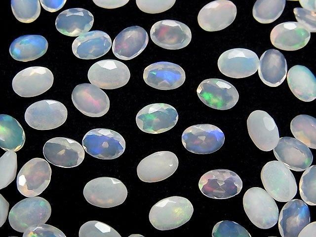 【動画】宝石質エチオピア産オパールAA++ オーバルファセットカット7×5mm 5粒の画像
