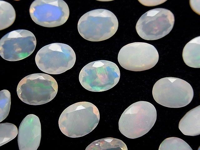 【動画】宝石質エチオピア産オパールAA++ オーバルファセットカット9×7mm 3粒の画像