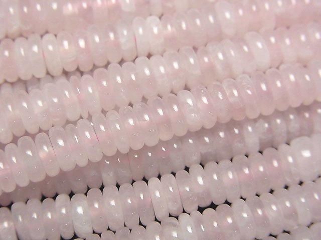 【動画】ローズクォーツAA++ ロンデル(ボタン)6×6×2mm 1連(約37cm)の画像