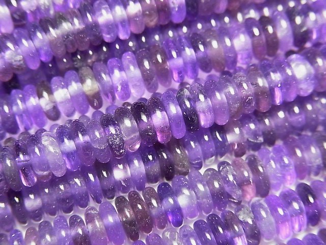 【動画】アメジストAA+ ロンデル(ボタン)6×6×2mm 半連/1連(約36cm)の画像
