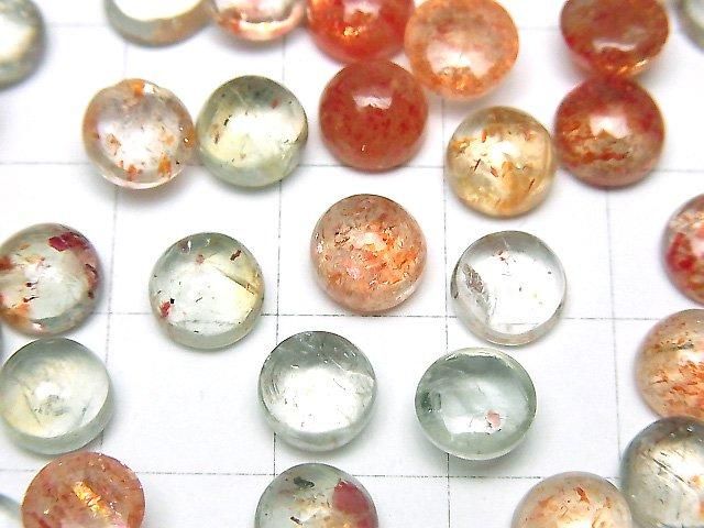 【動画】宝石質マルチカラーサンストーンAAA ラウンド カボション7×7mm 3個 サムネイル2