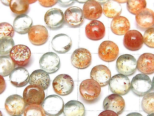 【動画】宝石質マルチカラーサンストーンAAA ラウンド カボション7×7mm 3個 サムネイル3