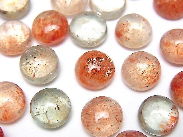 【動画】宝石質マルチカラーサンストーンAAA- ラウンド カボション10×10mm 3個の画像