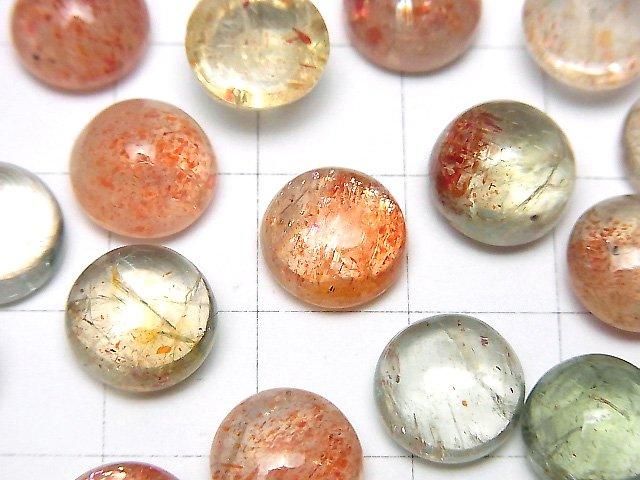 【動画】宝石質マルチカラーサンストーンAAA- ラウンド カボション10×10mm 3個 サムネイル2