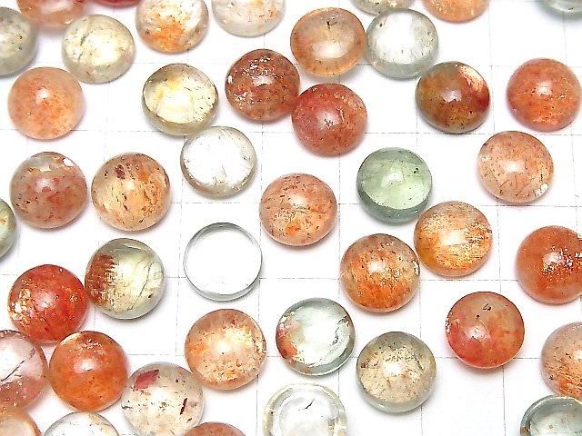 【動画】宝石質マルチカラーサンストーンAAA- ラウンド カボション10×10mm 3個 サムネイル4