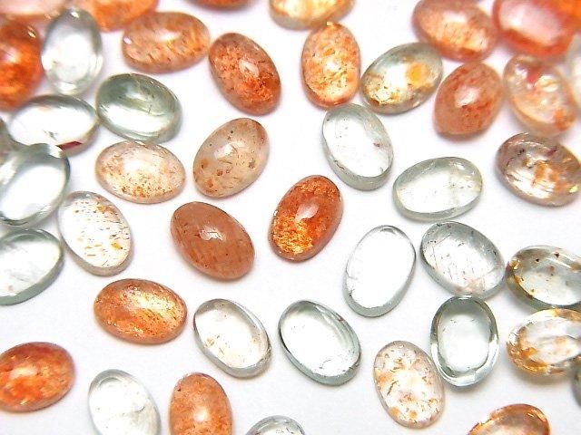 【動画】宝石質マルチカラーサンストーンAAA オーバル カボション6×4mm 5個の画像