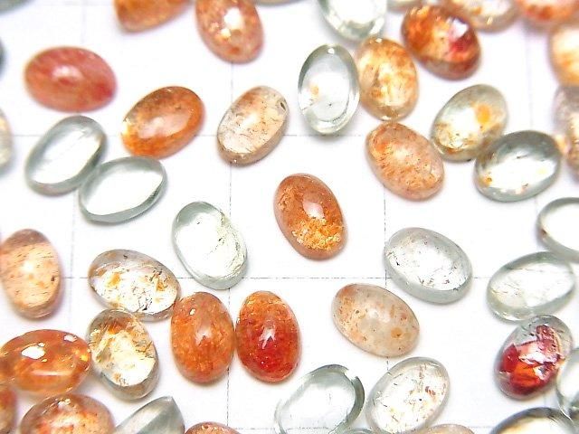 【動画】宝石質マルチカラーサンストーンAAA オーバル カボション6×4mm 5個 サムネイル2