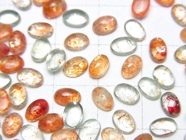 【動画】宝石質マルチカラーサンストーンAAA オーバル カボション6×4mm 5個 サムネイル3