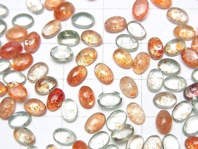 【動画】宝石質マルチカラーサンストーンAAA オーバル カボション6×4mm 5個 サムネイル4