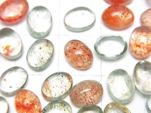 【動画】宝石質マルチカラーサンストーンAAA オーバル カボション8×6mm 3個 サムネイル2