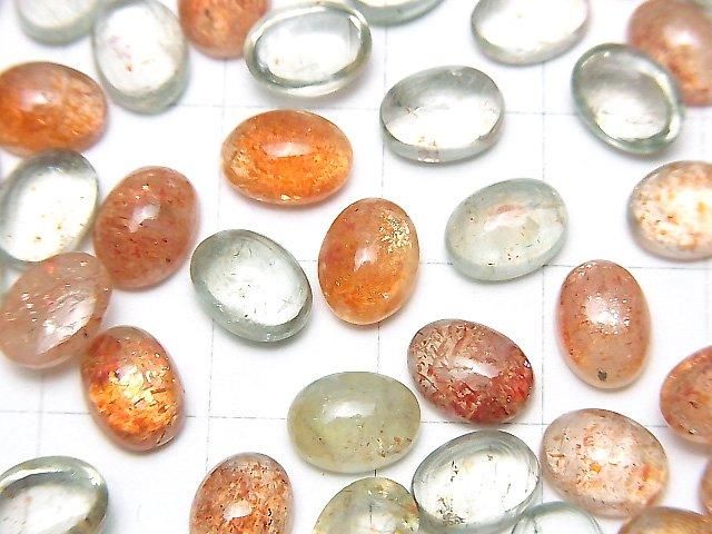 【動画】宝石質マルチカラーサンストーンAAA オーバル カボション8×6mm 3個 サムネイル3