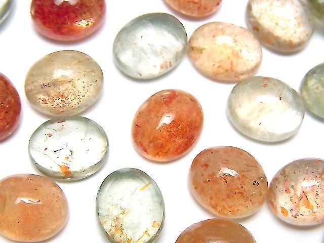 【動画】宝石質マルチカラーサンストーンAAA- オーバル カボション12×10mm 3個の画像