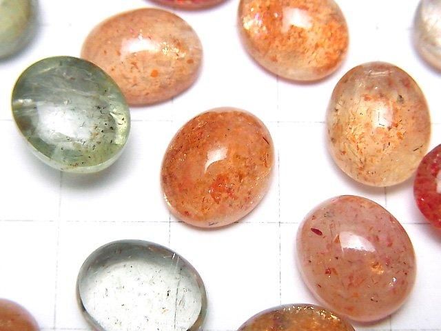 【動画】宝石質マルチカラーサンストーンAAA- オーバル カボション12×10mm 3個 サムネイル2