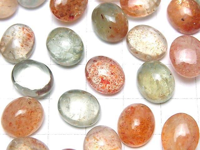 【動画】宝石質マルチカラーサンストーンAAA- オーバル カボション12×10mm 3個 サムネイル3