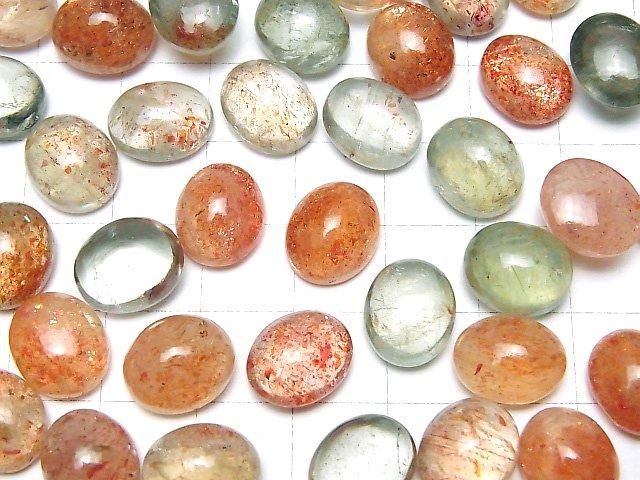 【動画】宝石質マルチカラーサンストーンAAA- オーバル カボション12×10mm 3個 サムネイル4