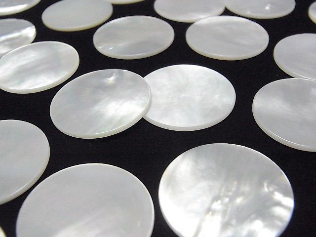 【動画】高品質ホワイトシェル(白蝶貝)AAA 穴なしフラットコイン25×25mm 1枚 サムネイル3
