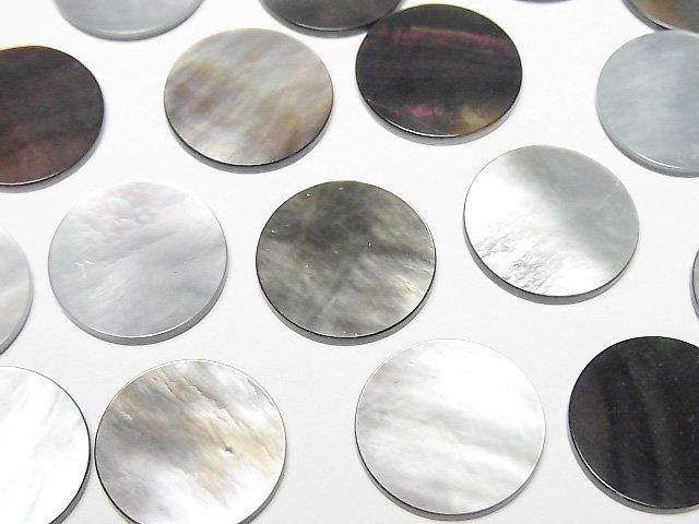 【動画】高品質ブラックシェル(黒蝶貝)AAA 穴なしフラットコイン16×16mm 3枚の画像