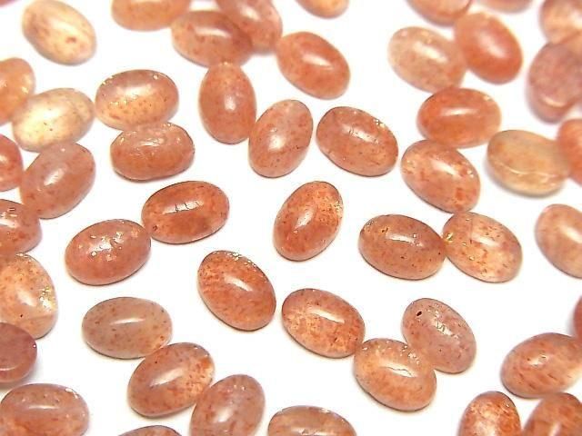 【動画】宝石質サンストーンAAA- オーバル カボション6×4mm 5個の画像