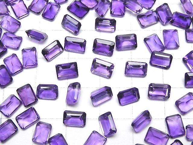 【動画】宝石質アメジストAAA- ルース レクタングルファセットカット7×5mm 3粒 サムネイル4