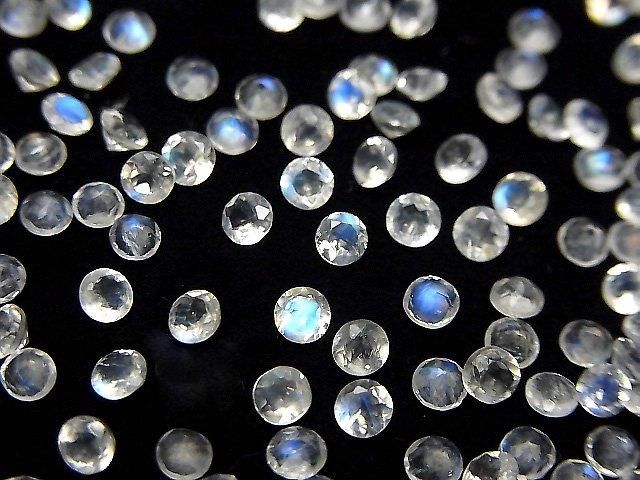 【動画】宝石質レインボームーンストーンAAA- ルース ラウンドファセットカット3×3mm 10粒の画像